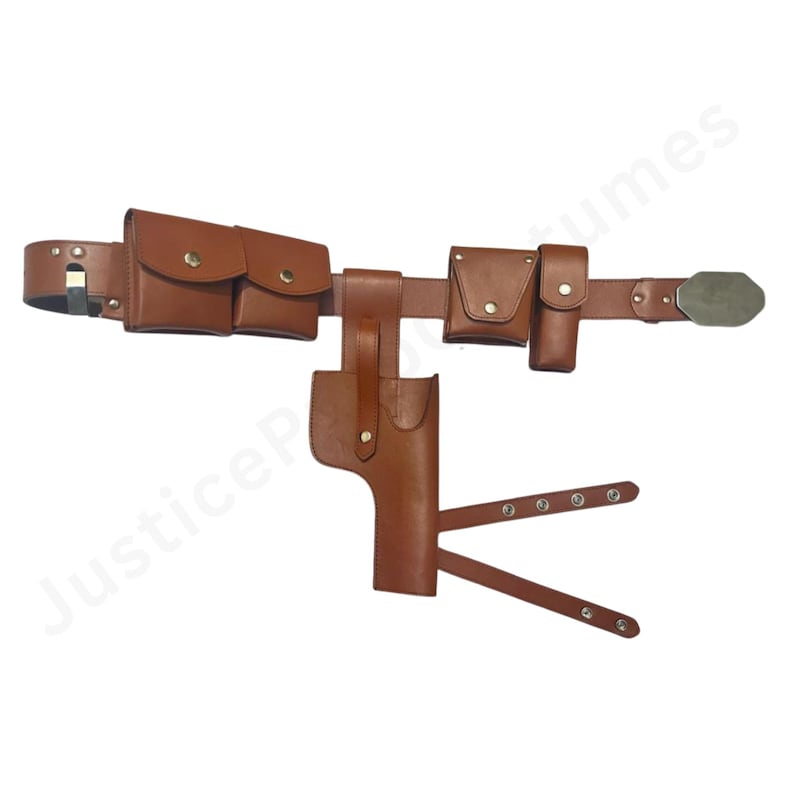 Leather Gun Belt with Holster & Pouches