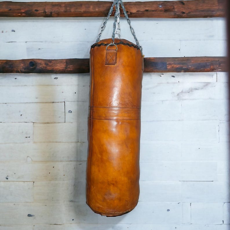Vintage Leather Heavy Punching Bag – Retro Boxing Training Equipment