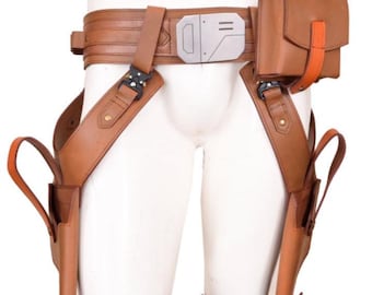 Leather Tactical Drop Leg Holster with Utility Pouches