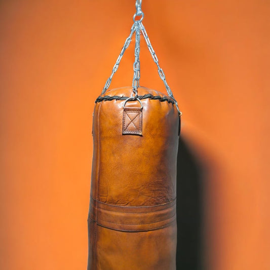 Vintage Leather Heavy Punching Bag – Retro Boxing Training Equipment