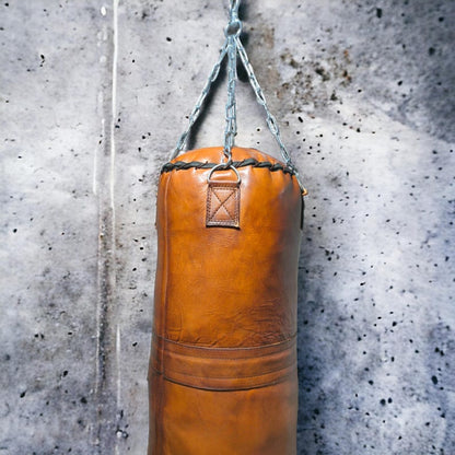Vintage Leather Heavy Punching Bag – Retro Boxing Training Equipment